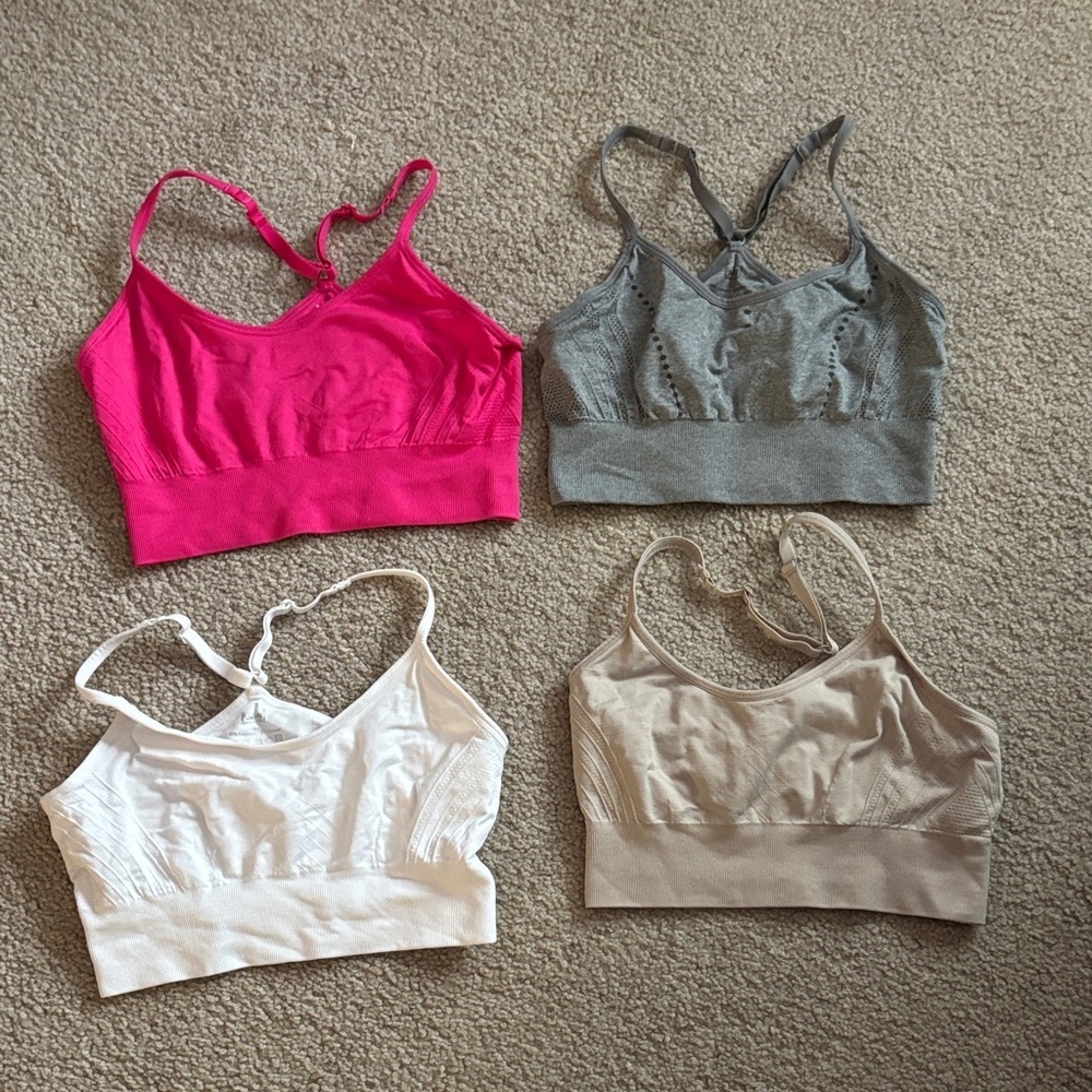 Pro Fit Sports Bras - Pink, Gray, White, Tan